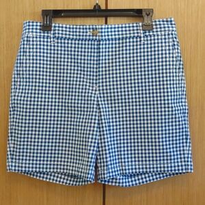 Blue/White Plaid Chino Shorts SZ 8 By Talbots